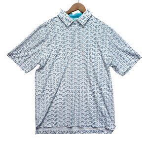 Straight Down Performance Golf Polo Motorcycles All Over Sport Shirt Men's Large